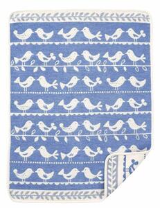 Klippan Dětská deka Birds blue (chenille) 70x90