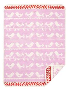 Klippan Dětská deka Birds pink (chenille) 70x90