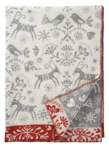 Klippan Vlněná deka Joy white grey/rust 130x180