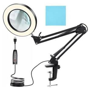 LED Stmívatelná stolní lampa s lupou LED/6W/5V černá