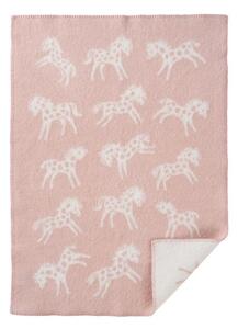 Klippan Vlněná dětská deka Pony dusty pink 65x90