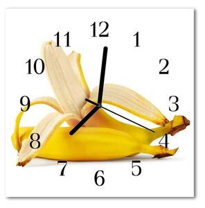 Nástenné skleněné hodiny banány 30x30 cm