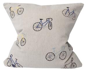 Fine Little Day Vyšívaný povlak na polštář BICYCLES natural 50x50