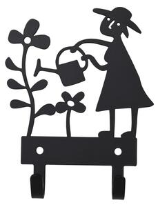 Bengt & Lotta Kovový věšák na zeď Garden woman black 13x11