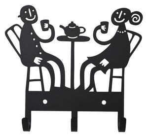 Bengt & Lotta Kovový věšák na zeď Cafe black 14,5x16