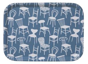 Klippan Obdélníkový tác Chairs blue 27x20