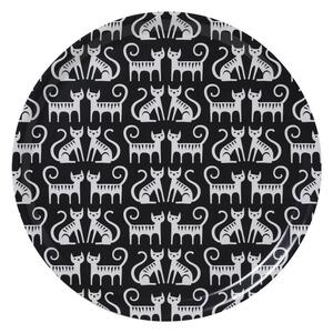 Klippan Kulatý servírovací tác Cat couple black white 38cm