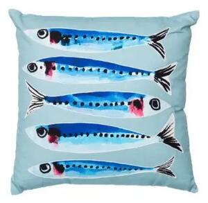 Shoeless Joe Dekorační polštář Family of Sardines blue 45 × 45 cm