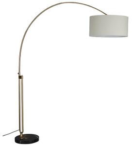 Zlatá stojací lampa DUTCHBONE ARCHIE 212 cm s mramorovým podstavcem