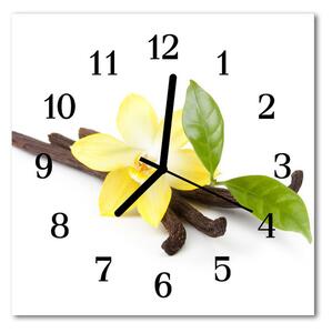 Nástenné skleněné hodiny Vanilkové květy 30x30 cm