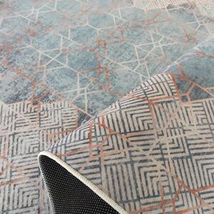Makro Abra Moderní kusový koberec protiskluzový Horeca 08 Geometrický modrý Rozměr: 80x150 cm