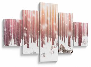 Obraz - Zebra v zasněženém lese (125x70 cm)
