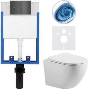 Kompletní WC set Profi/Cesso - bílá lesklá - WC tlačítko Line - tmavě šedá - pro zazdění - 49x36 cm
