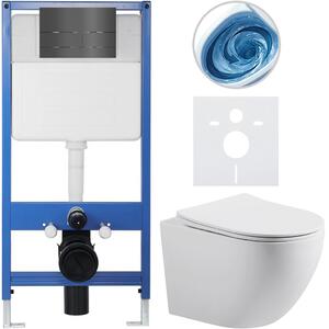 Kompletní WC set Profi/Cesso - bílá matná - WC tlačítko Line. tmavě šedá - předstěnová instalace - 49x36 cm