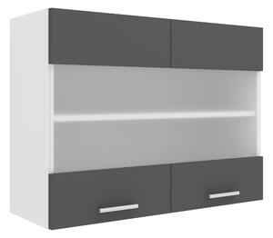 VCM Závěsná skříňka Esilo, v moderním stylu (Závěsná skříň, bílá/antracitová, 2 Glastüren) (100372426014)