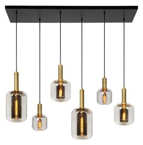 LUCIDE 45494/06/65 JOANET Závěsné svítidlo E27 6x40W kouřová, matná zlatá/mosaz