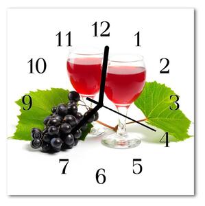 Skleněné hodiny čtvercové Hrozny pro víno 30x30 cm