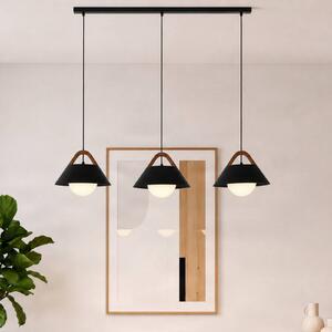 Luminex Závěsné světlo Funda, černé, délka 110 cm, 3ramenné, kov/sklo, stmívatelný, Černá, Obývací pokoj / jídelna, kov, Skandinávský