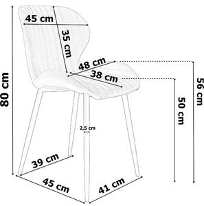 ViaDomo Via Domo - Židle Salice - šedá - 48x80x47 cm