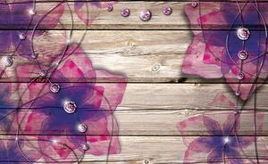 Vliesová obrazová tapeta Prkna s květy 22112, 416 x 254 cm, Photomurals, Vavex