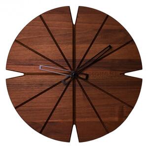 Kamohome Dřevěné nástěnné hodiny CORVUS Průměr hodin: 40 cm, Materiál: Ořech evropský