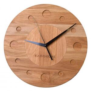 Kamohome Dřevěné nástěnné hodiny TAURUS Průměr hodin: 30 cm, Materiál: Ořech evropský