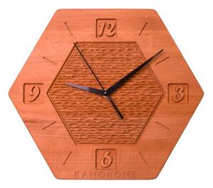 Kamohome Dřevěné nástěnné hodiny PHOENIX Velikost: 32x36 cm, Materiál: Dub