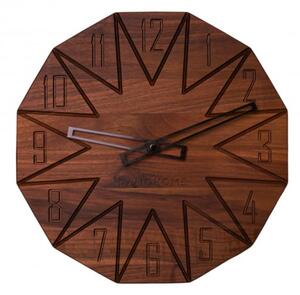 Kamohome Dřevěné nástěnné hodiny LACERTA Průměr hodin: 32 cm, Materiál: Ořech evropský