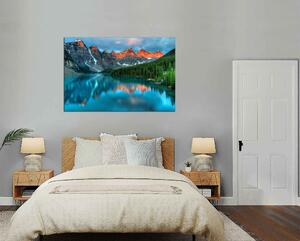 Obraz na plátně Odraz hor v jezeře