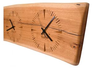 Kamohome Dřevěné nástěnné hodiny EARTH Velikost: 25x100 cm, Materiál: Dub