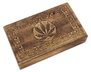 Šperkovnice ze dřeva, ručně vyřezávaná, list, 25x15x6cm