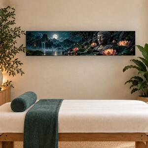 DUBLEZ | Spirituální obraz na stěnu - Buddha v měsíčním svitu | UV tisk, Premium