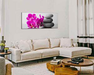 Obraz na plátně Orchideje se zen kameny