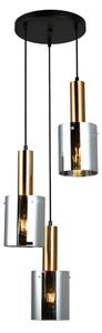 Italux PND-5581-3A-BRO+SG závěsné svítidlo Sardo D330mm 3x40W E27 mosaz, kouřové sklo