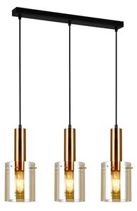Italux PND-5581-3-BRO+AMB závěsné svítidlo Sardo 3x40W E27 mosaz, jantarová