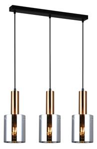Italux PND-5581-3-BRO+SG závěsné svítidlo Sardo 3x40W E27 mosaz, kouřové sklo