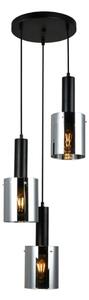 Italux PND-5581-3A-BK+SG závěsné svítidlo Sardo D330mm 3x40W E27 černá, kouřové sklo