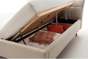 Béžová čalouněná dvoulůžková postel s úložným prostorem s roštem 160x200 cm Mila – Meise Möbel