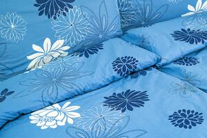 Stanex Ložní povlečení bavlněné květinová variace modrá (LS86) rozměr: 140 x 200 + 90 x 70, Zapínání: Knoflíkové