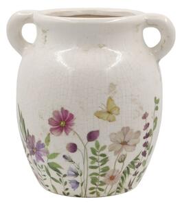Béžový antik keramický džbán s oušky a květy Avignon - 19*19 cm - Chic Antique
