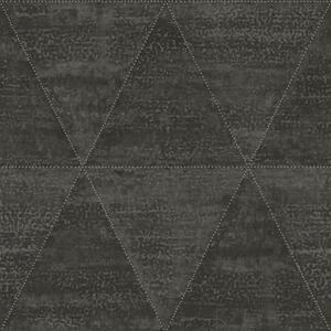 Šedočerná metalická vliesová tapeta, imitace kovových trojúhelníků 337605, Matières - Metal, Origin
