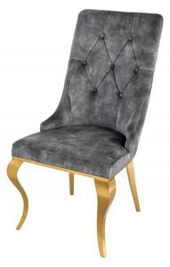Židle MODERN BAROCCO GOLD S RUKOJETÍ šedá samet Nábytek | Jídelní prostory | Jídelní židle | Všechny jídelní židle