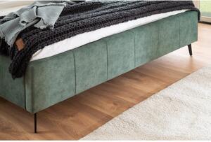 Zelená čalouněná dvoulůžková postel s úložným prostorem s roštem 160x200 cm Lizzano – Meise Möbel