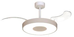 Inteligentní stropní ventilátor LED Coin béžový/bílý DC, tichý – Mantra Mantra Iluminación, Coin, stmívatelné, Béžová, Obývací pokoj, Kov, Moderní