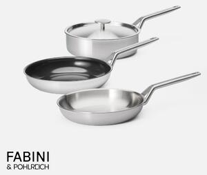 Fabini Sada pánví FABINI & Pohlreich 2.0, ø 24 cm + ø 26 cm, 4 díly - Nerezové beznýtové pánve z vícevrstvé nerezové oceli