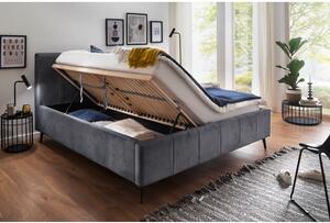 Antracitová čalouněná dvoulůžková postel s úložným prostorem s roštem 180x200 cm Lizzano – Meise Möbel