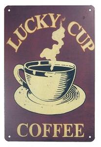 Plechová cedule LUCKY CUP COFFEE