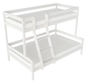 Patrová postel LUCKY s předním žebříkem 90x200, 120x200 cm - Bílá, Zvolte šuplík: Bez šuplíku, Zvolte stranu: Vlevo