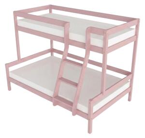 Patrová postel LUCKY s předním žebříkem 90x200, 120x200 cm - Pastelově růžová, Zvolte šuplík: Bez šuplíku, Zvolte stranu: Vpravo
