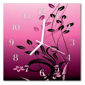 Skleněné hodiny čtvercové Květiny umění 30x30 cm